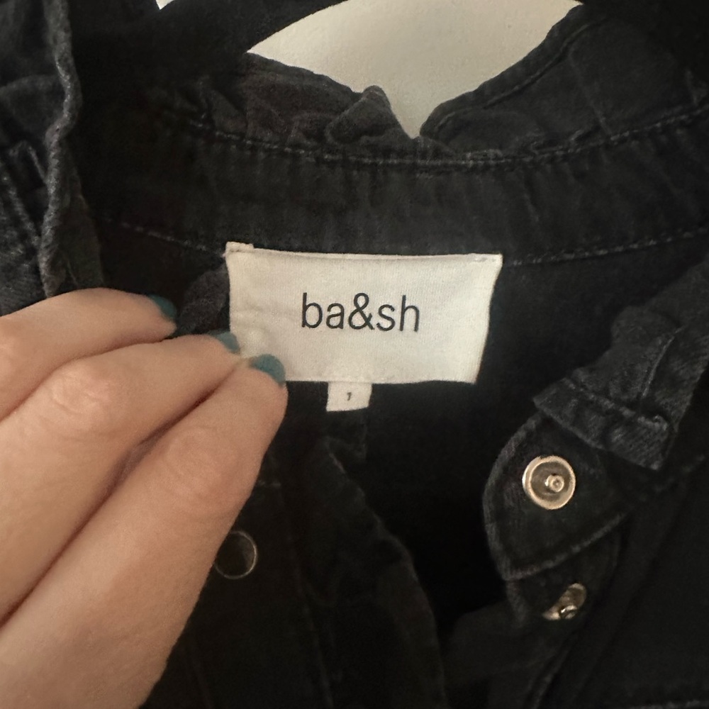 ba&sh Black Ruffle-Trim Button Front Blouse - Picture 6 of 9